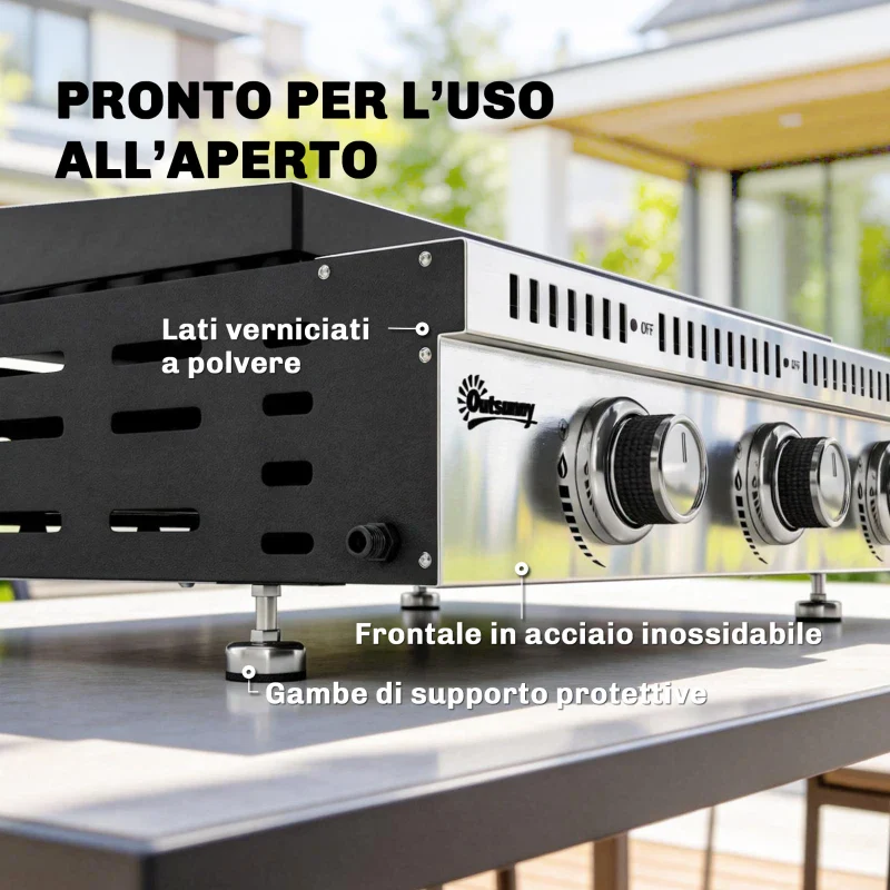 Griglia a Gas Outsunny, portatile da tavolo con vaschetta raccogligrasso, colore nero. - Image 4