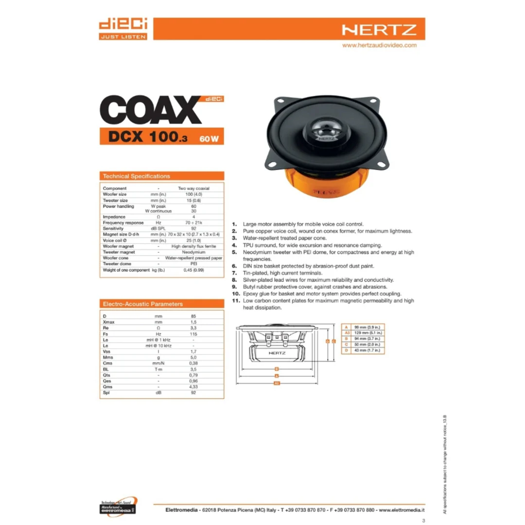 Hertz Kit 4 Casse | DCX 100.3 | DCX 165.3 | Ant/Post | Opel Corsa E, D (2006-2019) - Image 5