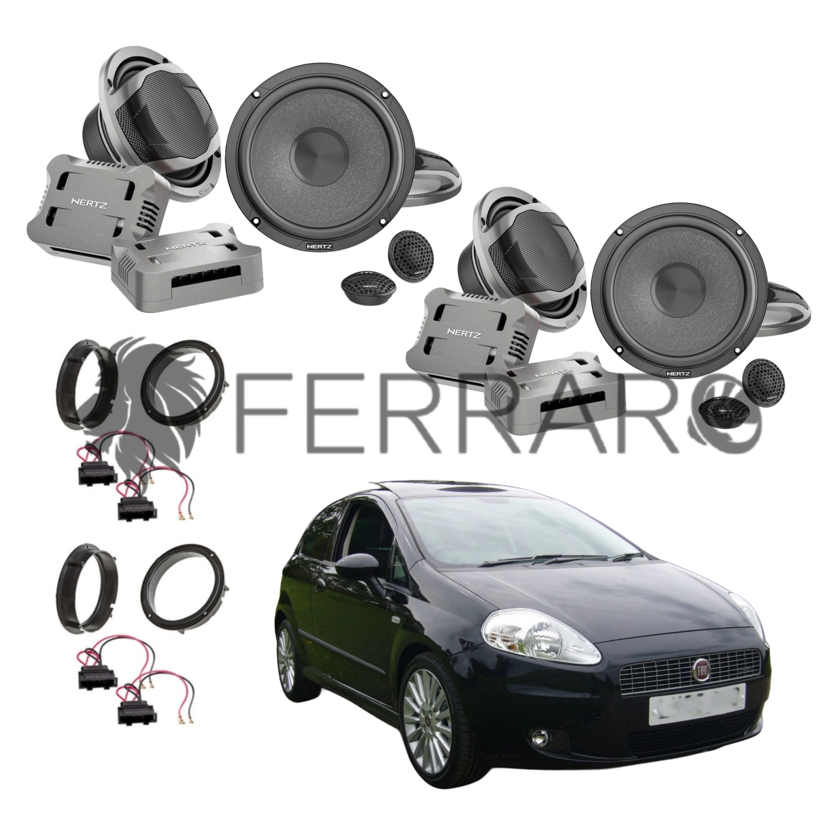 Hertz Kit 8 Casse, CK 165, Ant/Post, per Fiat Grande Punto