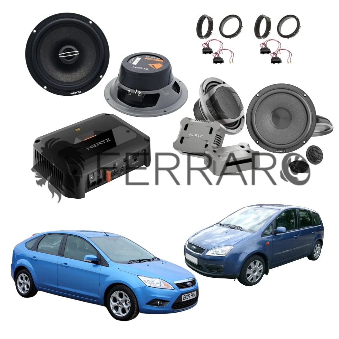 Hertz Sound Amplificatore CP 4.800 4 Canali 4x190w, CK 165, CX 165, Set Cavi, per Ford Focus e C-Max (2003-2010)