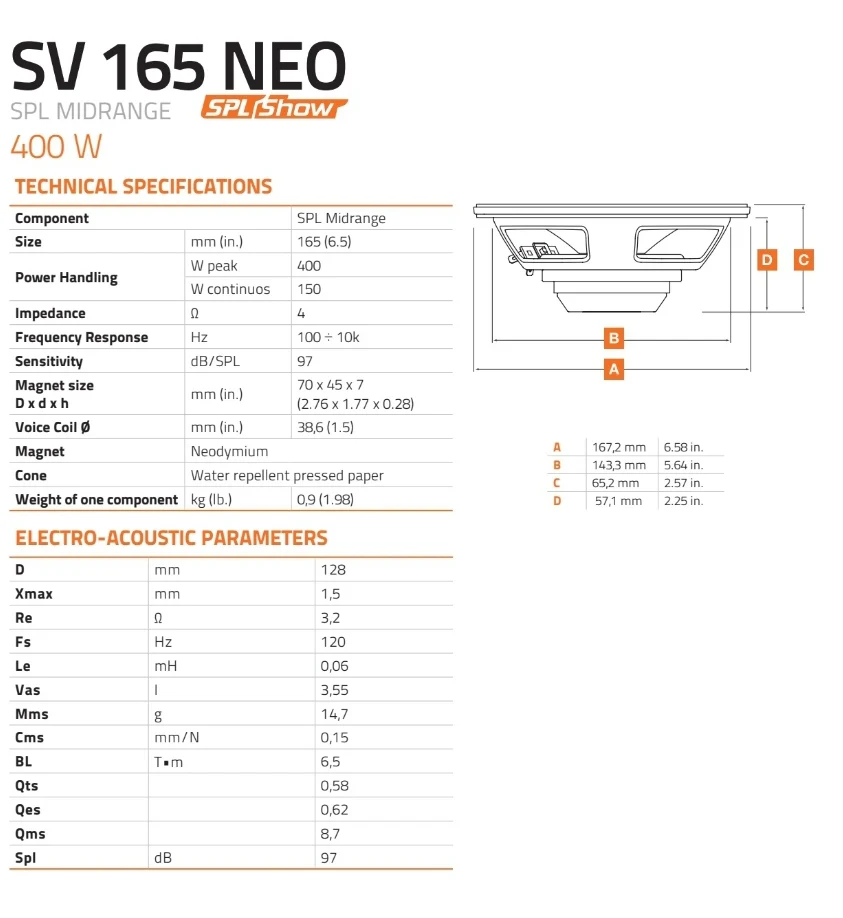 Hertz SV 165 NEO, 165mm, 150w, RMS - Image 2