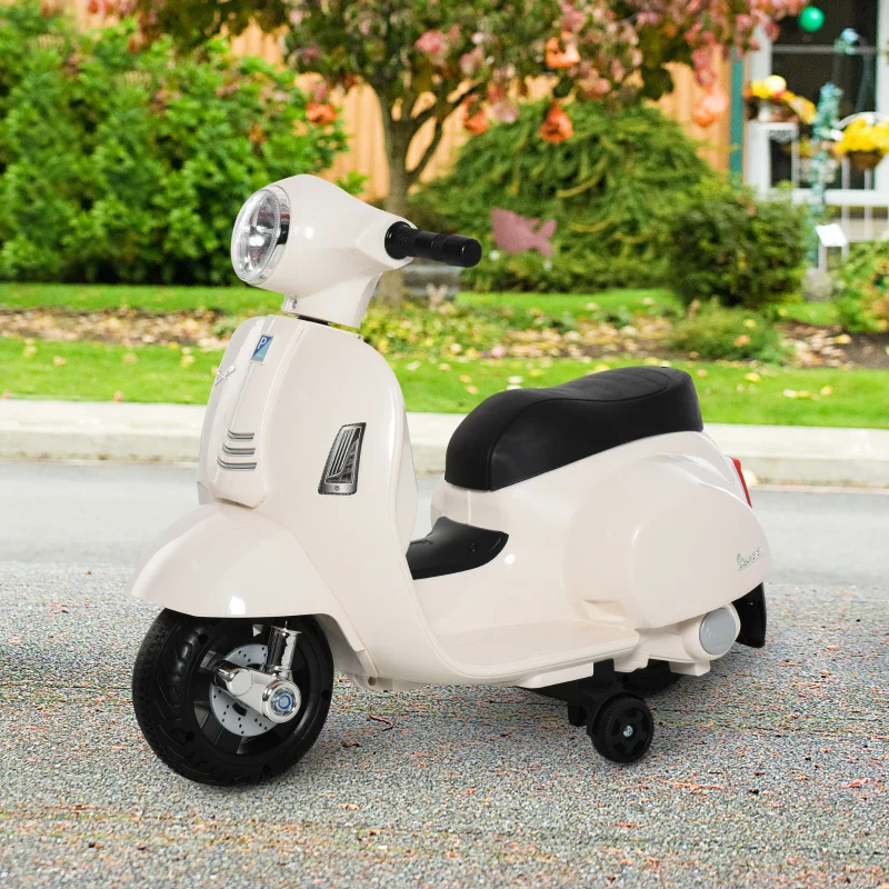 HOMCOM Moto Elettrica per Bambini con Licenza Ufficiale Vespa Batteria 6V, Fari e Clacson, per Bimbi da 18-36 mesi, Bianco, 66.5x38x52cm - Image 3
