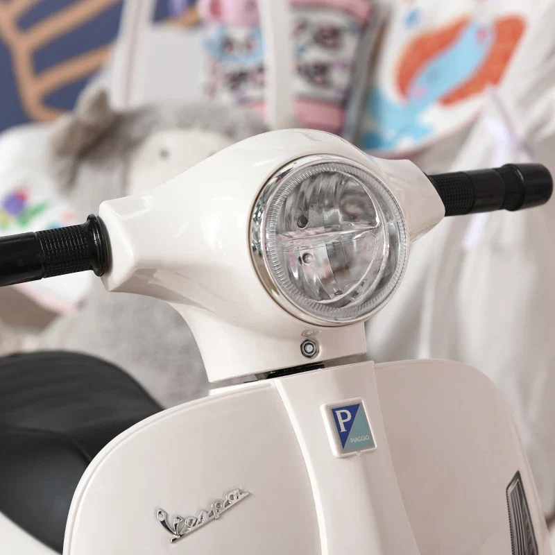 HOMCOM Moto Elettrica per Bambini con Licenza Ufficiale Vespa Batteria 6V, Fari e Clacson, per Bimbi da 18-36 mesi, Bianco, 66.5x38x52cm - Image 6