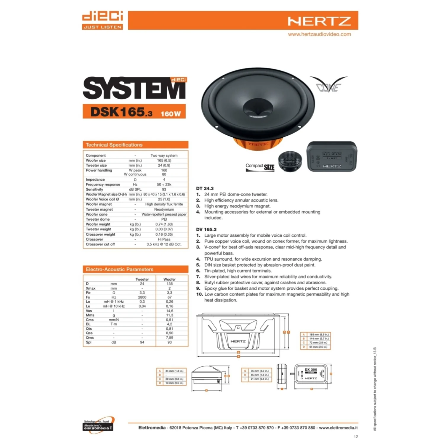 Hertz Sound Casse DSK 165.3, Amplificatore HCP 4, Sub DBX 30.3, Set Cavi - Image 5