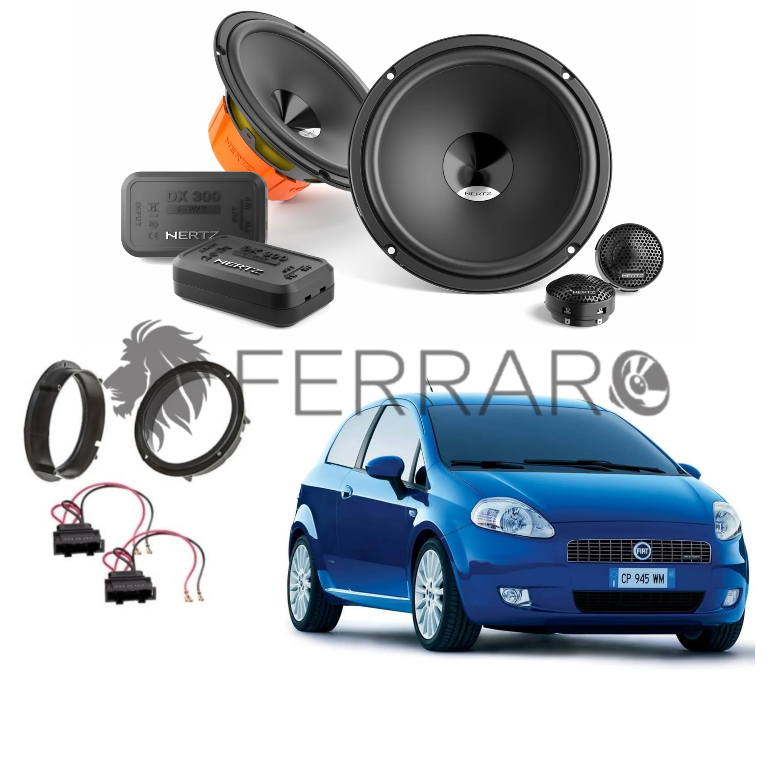 Kit 4 Casse Altoparlanti Hertz Dsk 165.3 Anteriori 2 Vie per Fiat Grande Punto