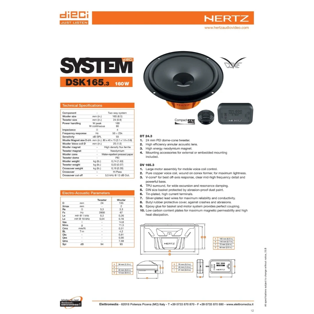 Hertz Kit 4 Casse | DSK 165.3 | Anteriori | AlfaRomeo Giulietta 2010-2014 - Image 3