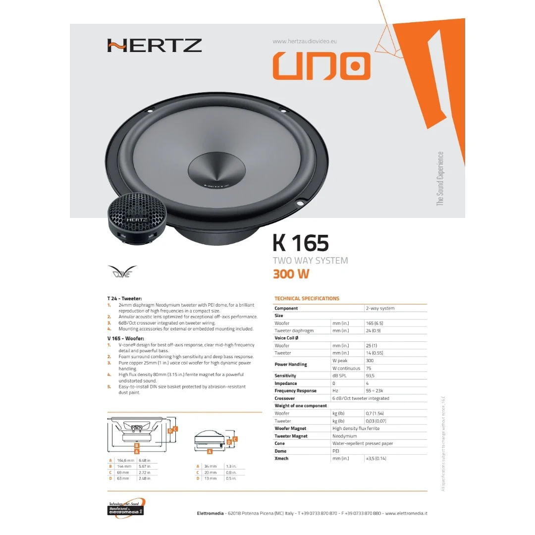 Hertz Kit 8 Casse | K 165 | Ant/Post | Fiat 500x - Image 2