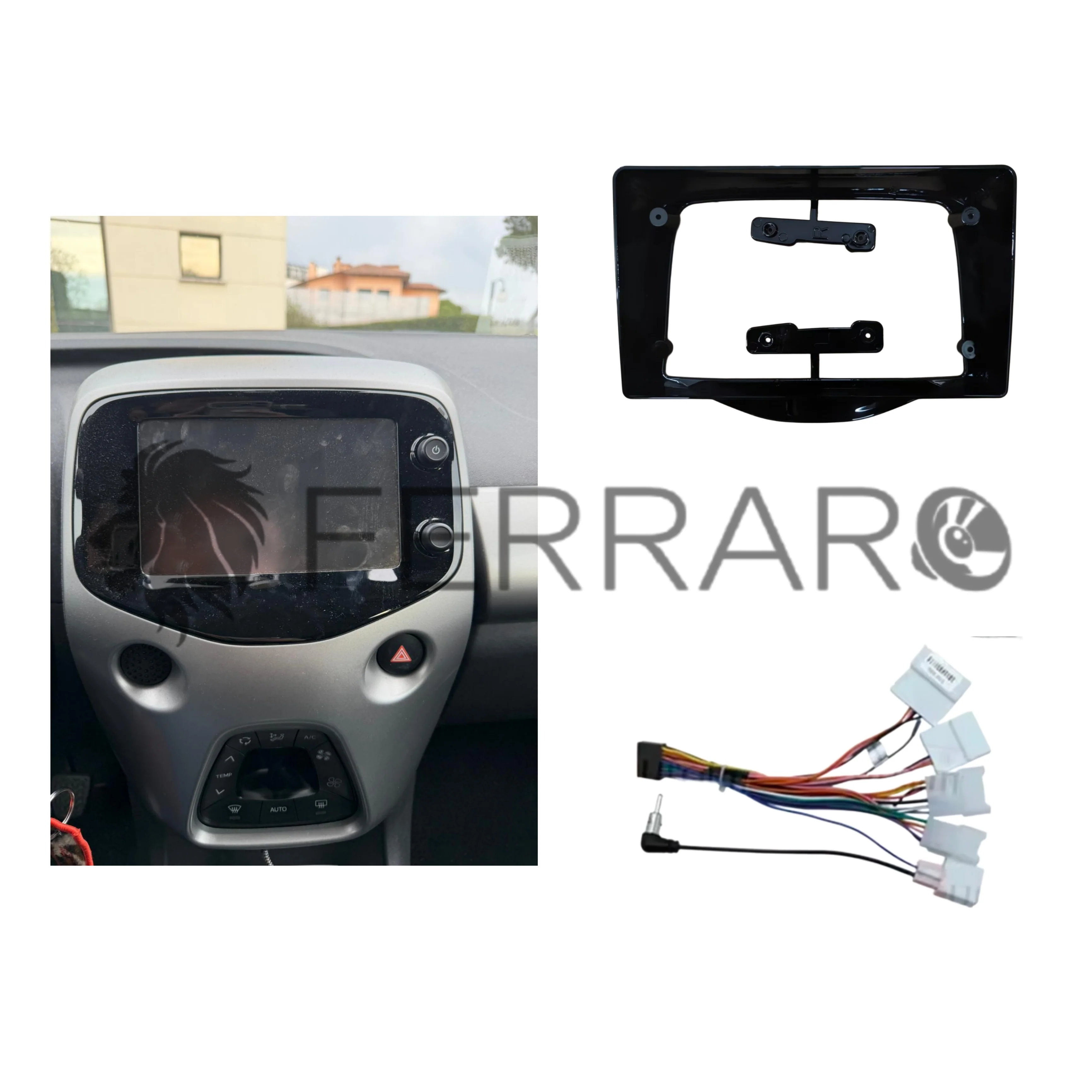 Kit Montaggio Autoradio 9"Pollici Citroen C1, Peugeot 108, Toyota Aygo (2014-2022) Mascherina, Cablaggio Autoradio Android - Image 3