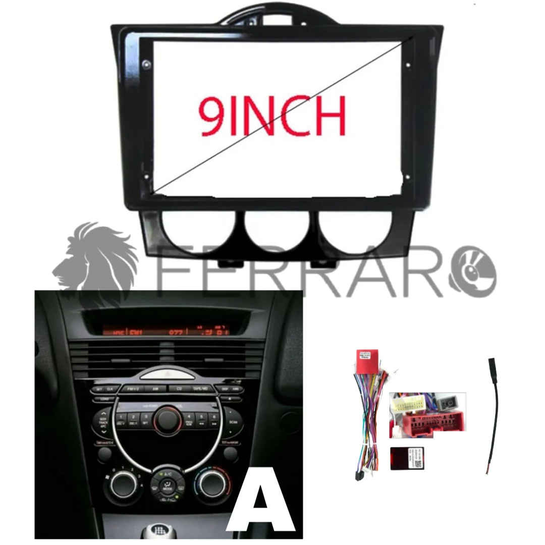 (PRENOTA) Kit Montaggio Autoradio 9"Pollici Mazda RX8 (2003-2012) Mascherina, Cablaggio Autoradio Android
