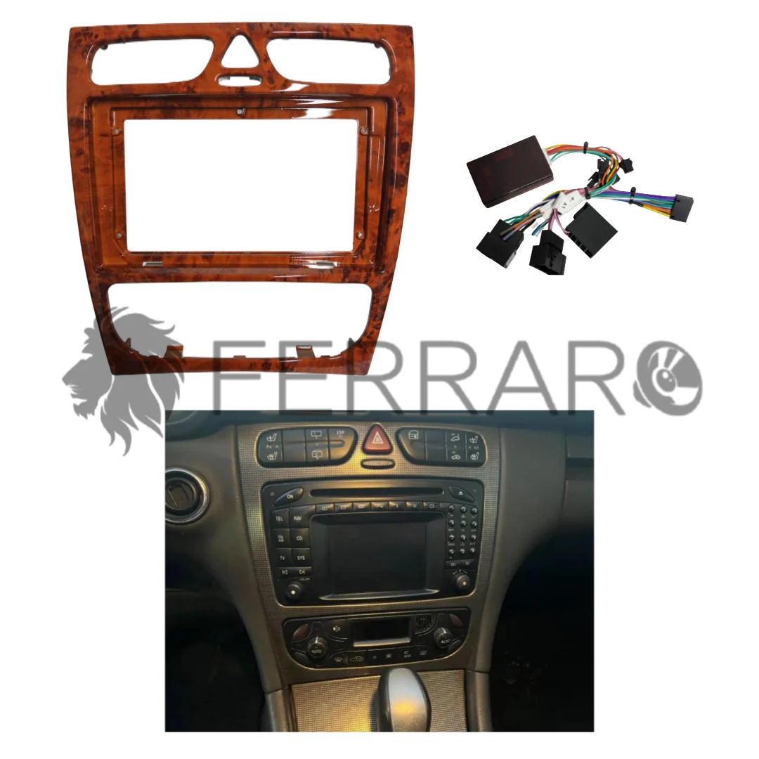 Kit Montaggio Autoradio 9"Pollici Mercedes Classe C W203, CLK W209 Mascherina, Cablaggio per Autoradio Android - Image 2
