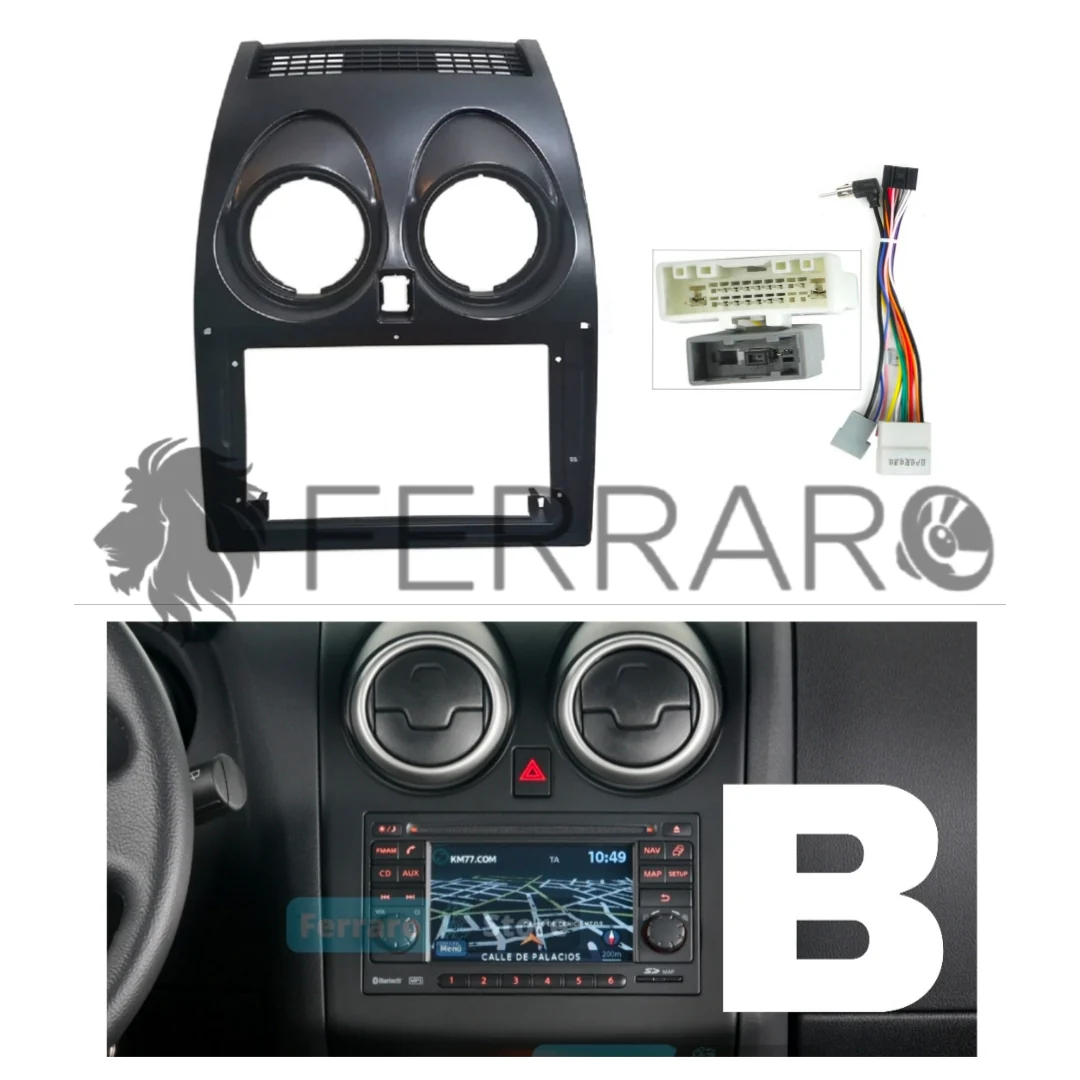 Kit Montaggio Autoradio 9"Pollici Nissan Qashqai J10 (2007-2014) Mascherina, Cablaggio Autoradio Android - Image 2