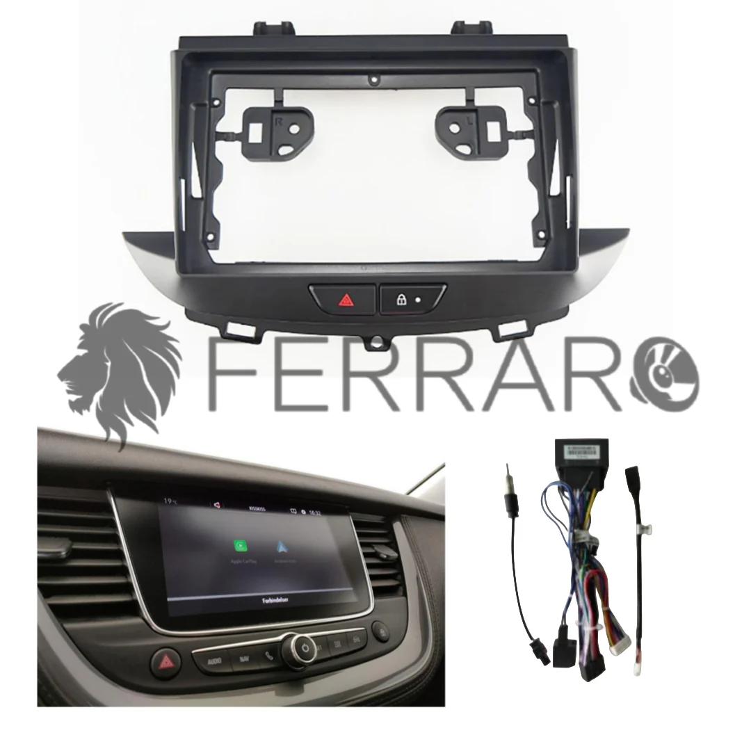 Kit Montaggio Autoradio 9"Pollici Opel Grandland X, Crossland X (2016-2021), Mascherina, Cablaggio per Autoradio Android