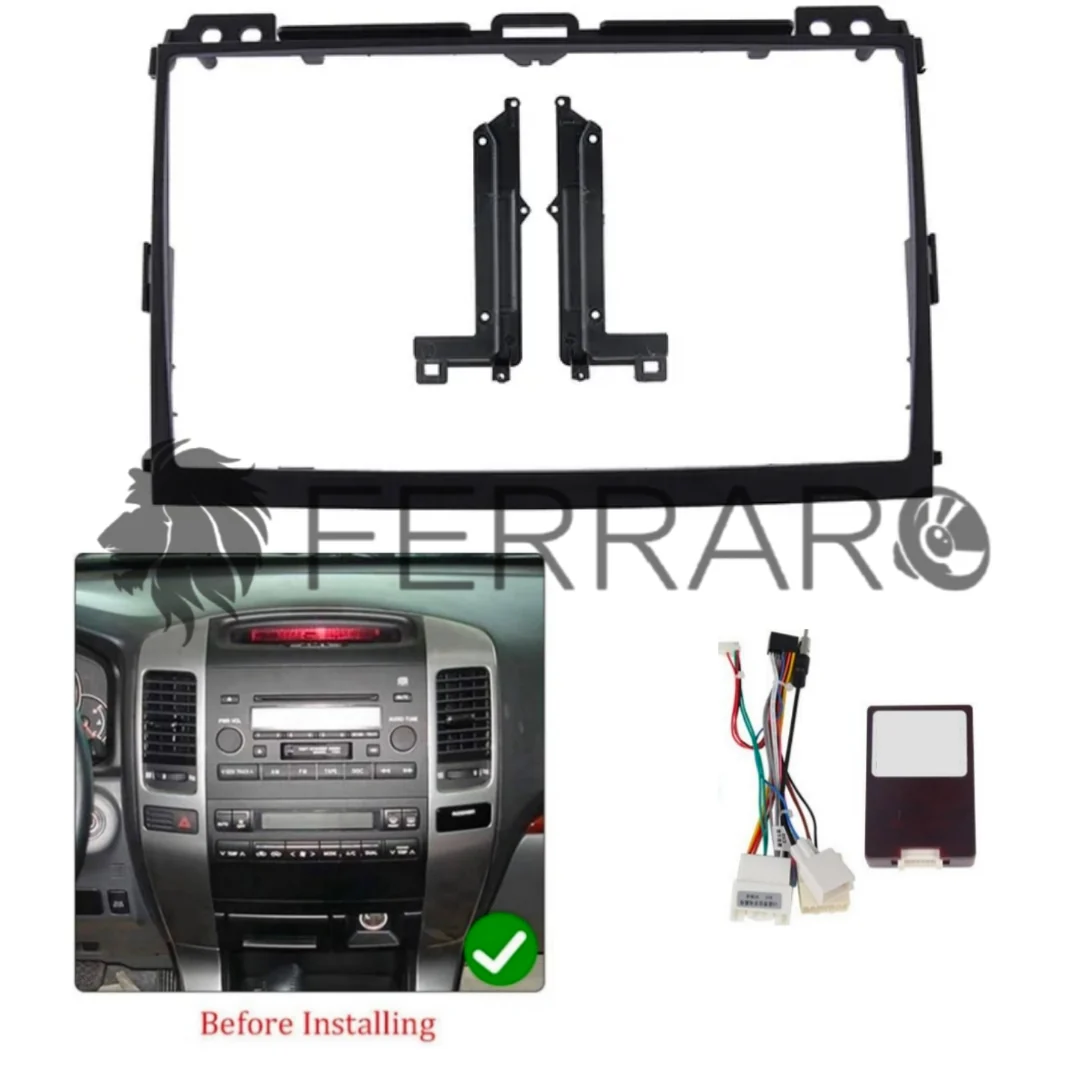 (PRENOTA) Kit Montaggio Autoradio 9"Pollici Toyota Prado J150 (2009-2023), Mascherina, Cablaggio per Autoradio Android
