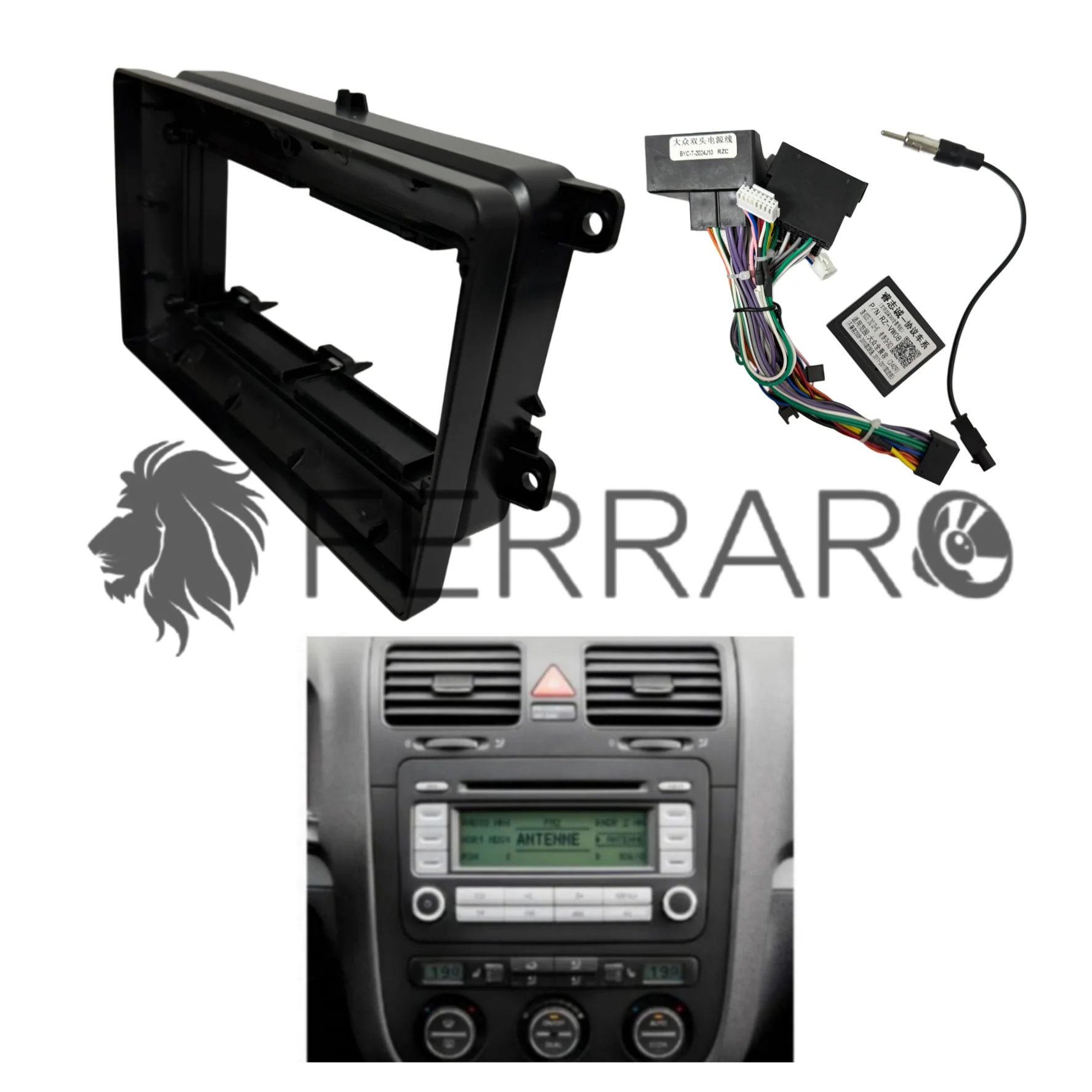 Kit Montaggio Autoradio 9"Pollici Volkswagen, Seat, Skoda (Compatibilità in Descrizione) Mascherina, Cablaggio per Autoradio Android