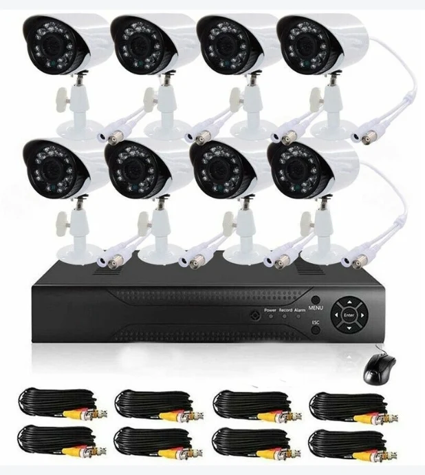 Kit Videosorveglianza 8x Telecamere con Filo, AHD, 24 led, 2 MPX, DVR, h.264 CCTV, Mouse - Image 2