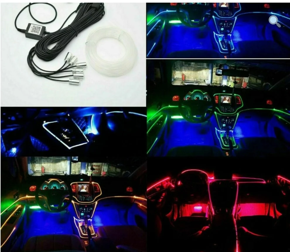 Luci Ambiente Auto, Ambient Light, Comando App, Fibra ottica 6M, RGB, Comando Musicale, Universale. - Image 2
