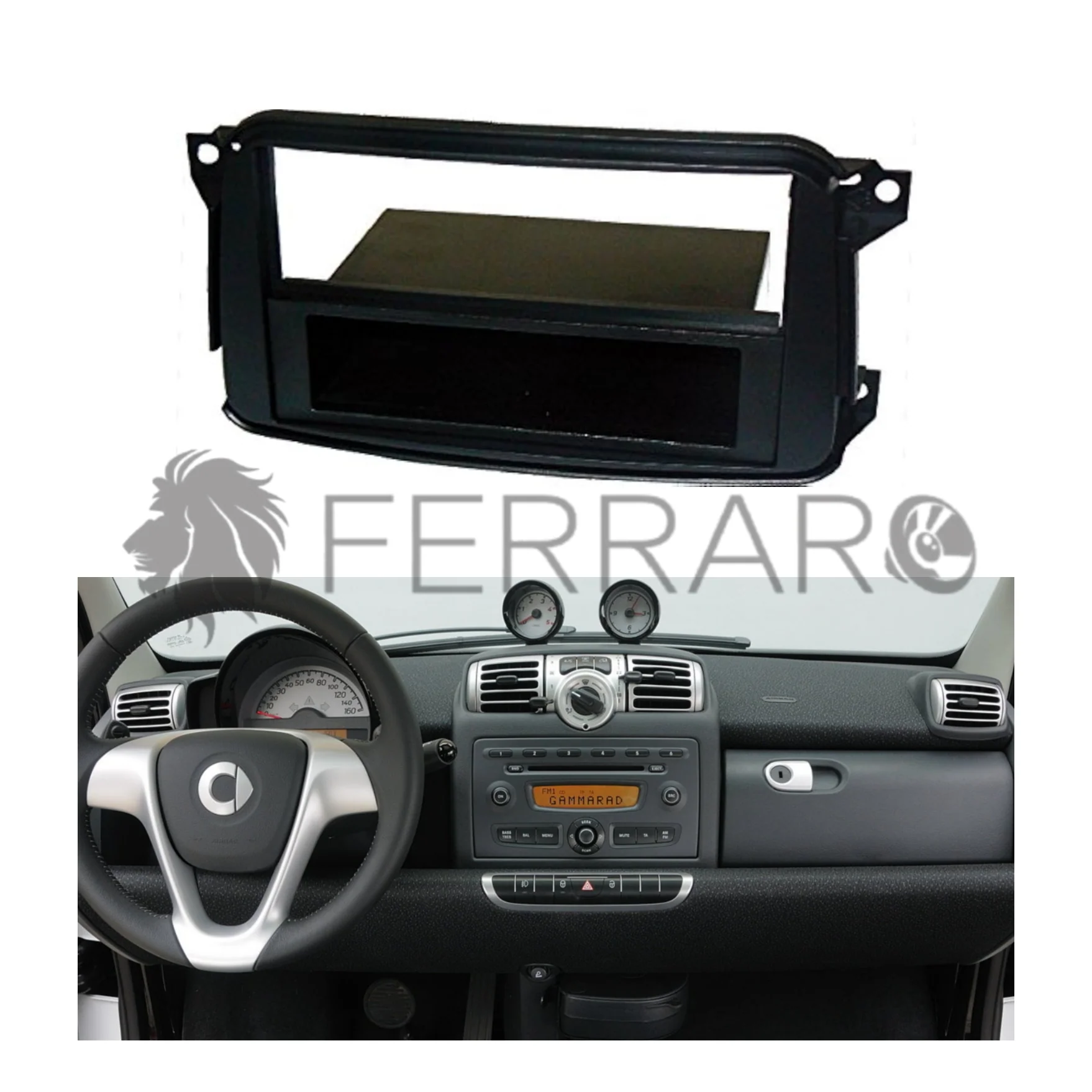 Mascherina 1DIN con Cassetto per Smart Fotwo 451 (2010-2015)