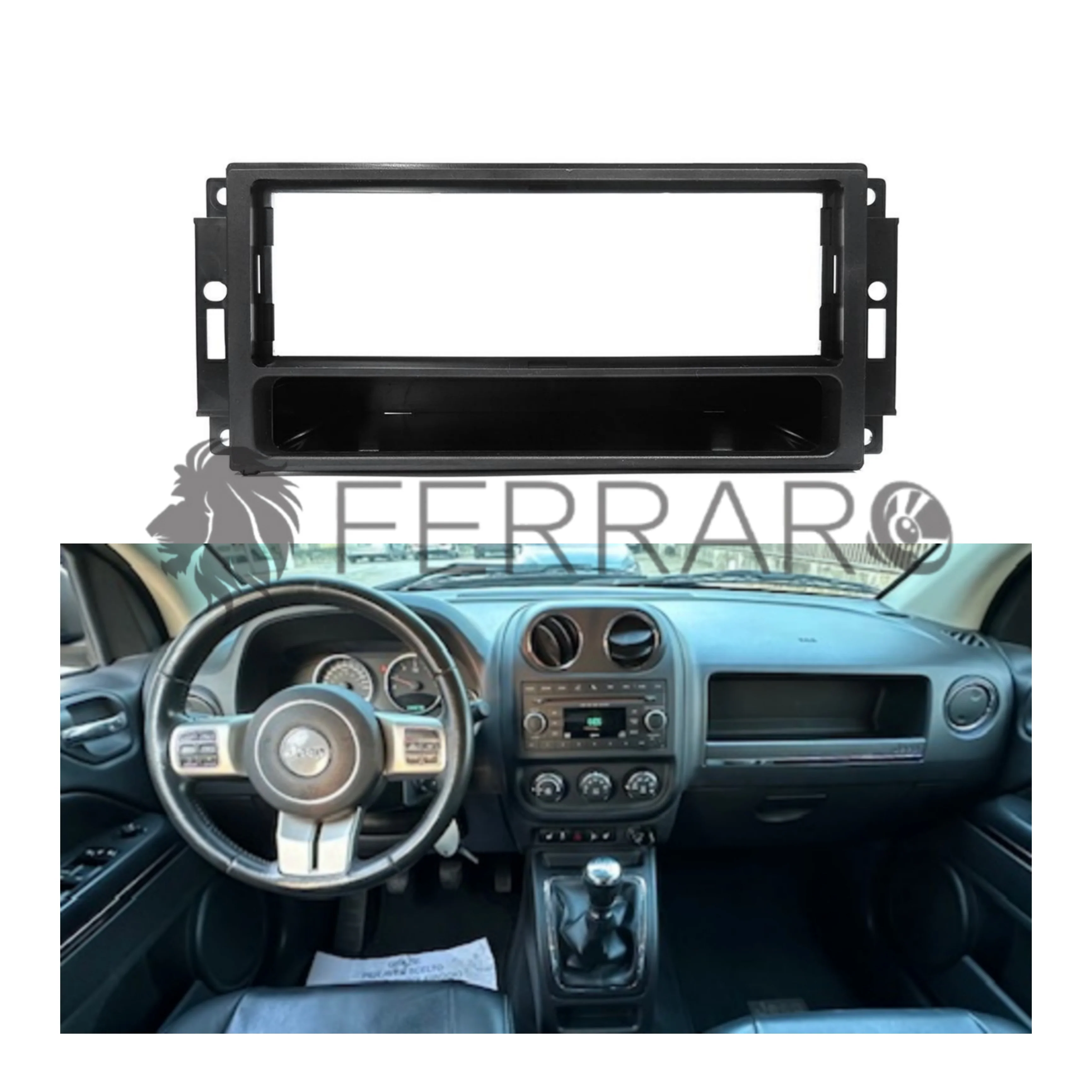 Mascherina 1DIN per Jeep, Dodge, Chrysler (Compatibilità in Descrizione)