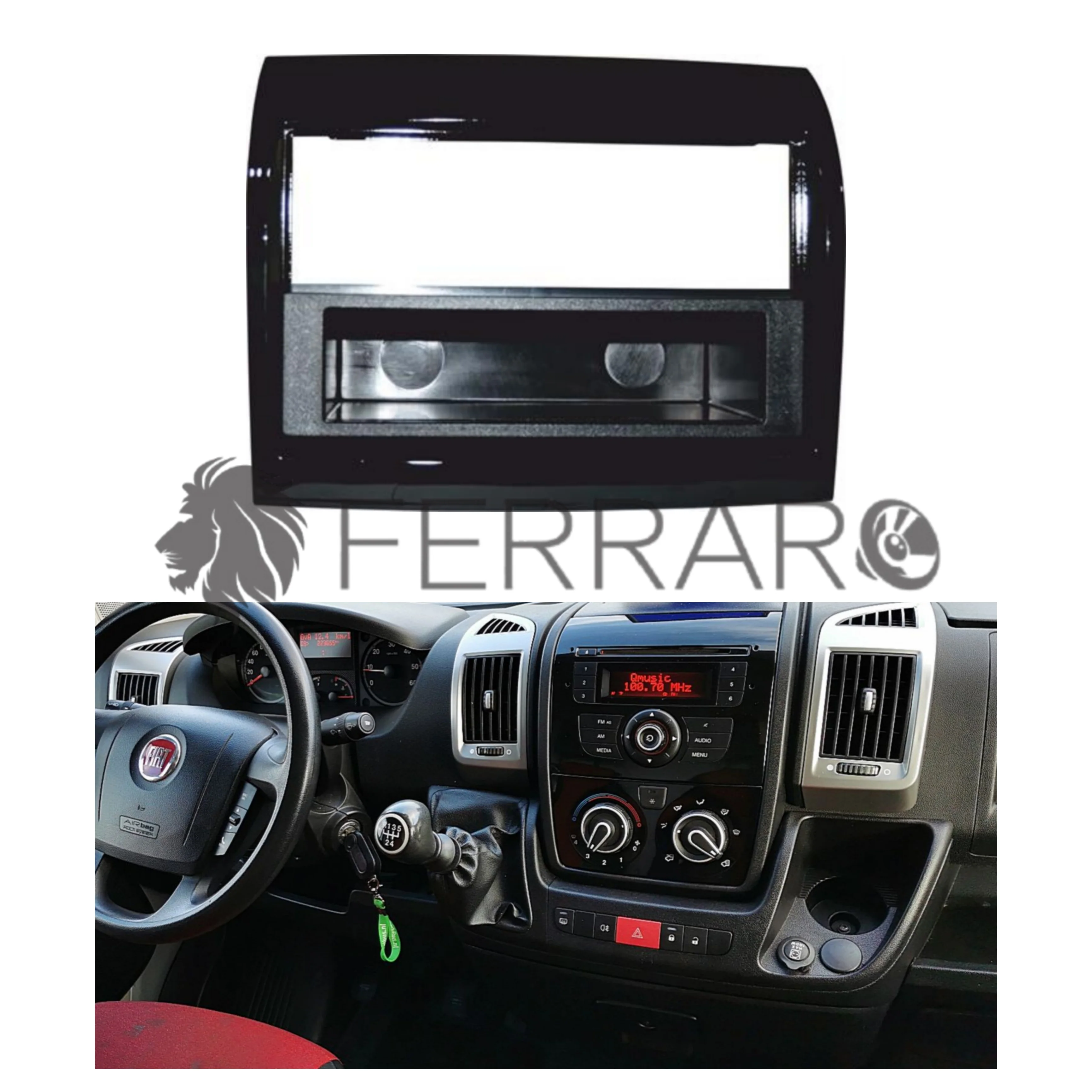 Mascherina 1DIN con Cassetto per Fiat Ducato, Citroen Jumper, Peugeot Boxer (2011-2015) con Radio di Serie