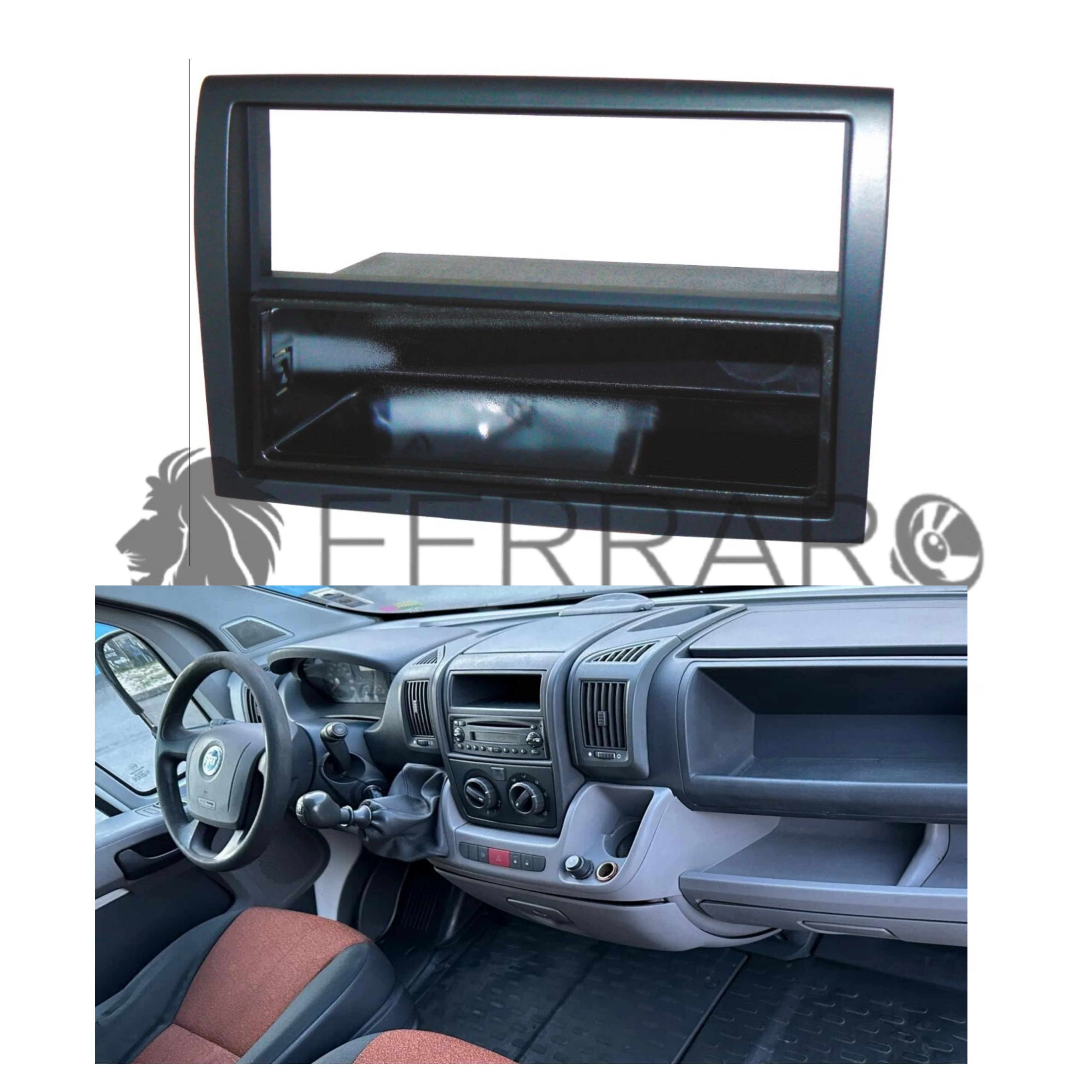 Mascherina 1DIN con Cassetto per Fiat Ducato X250 (2006+), Antracite, Senza Radio di Serie
