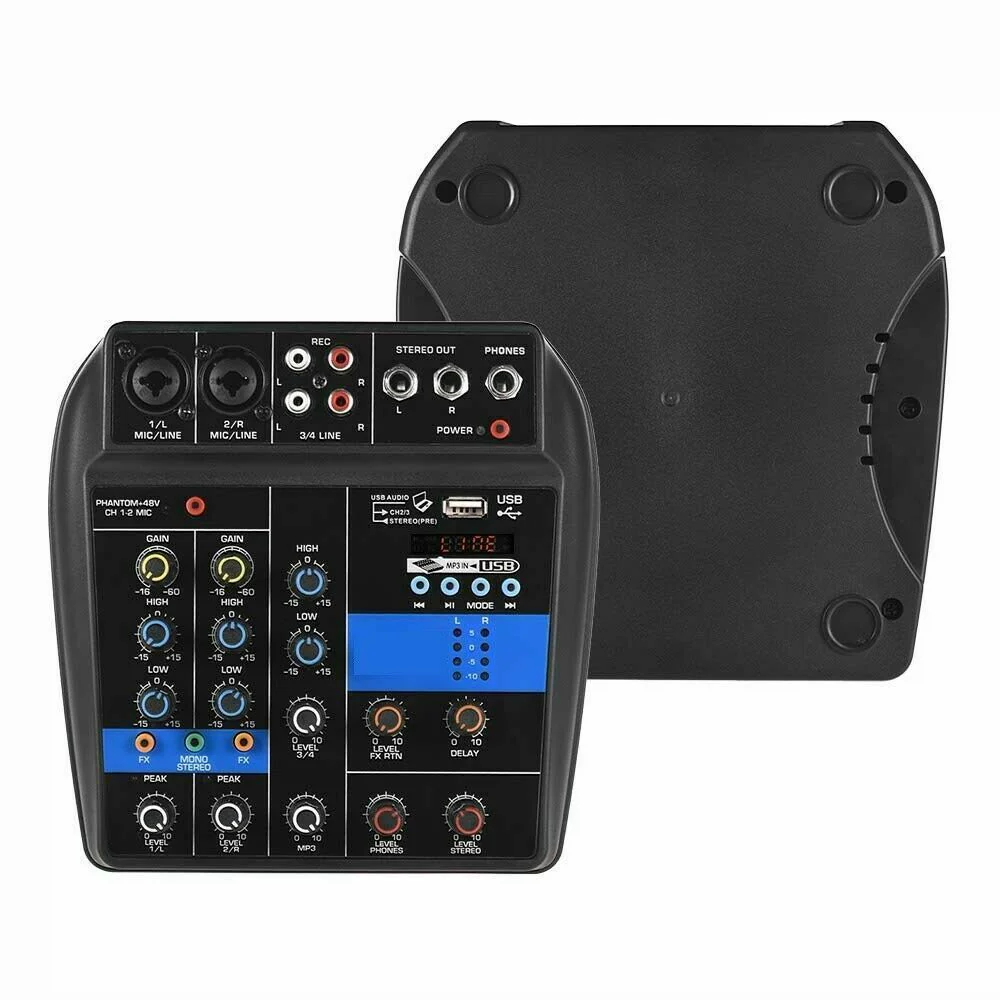 Mixer Audio 4 Canali, Professionale, Supporto Microfono, USB, BT, MP3, DJ Karaoke - Image 5