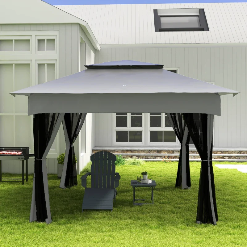 Outsunny Barbecue a Carbone a 3 Livelli con Mensole Pieghevoli e Girarrosto, in Acciaio Inox, 118x32x90 cm, Nero - Image 4