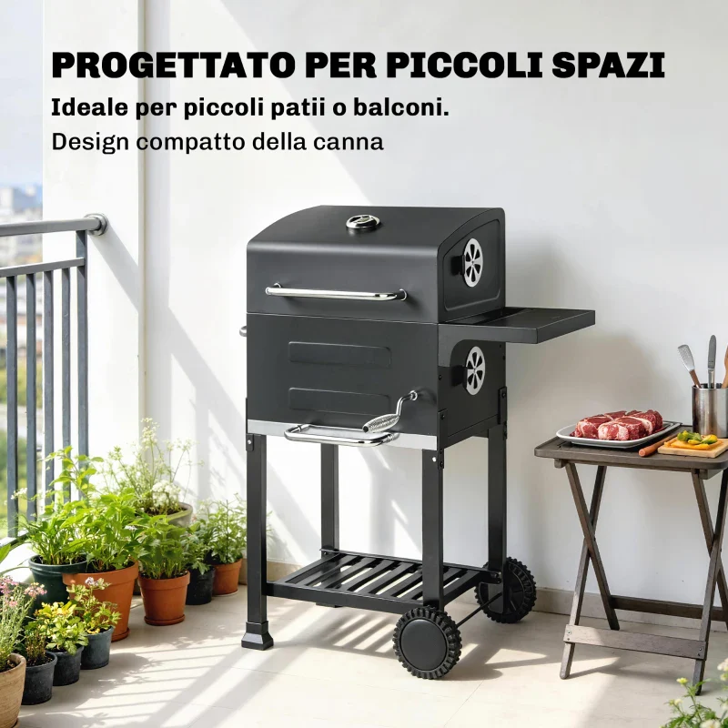Outsunny Barbecue a Carbone con Termometro per Patio e Giardino, Nero - Image 10
