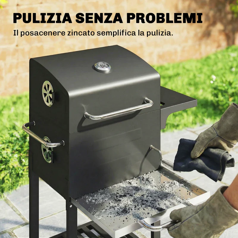 Outsunny Barbecue a Carbone con Termometro per Patio e Giardino, Nero - Image 11