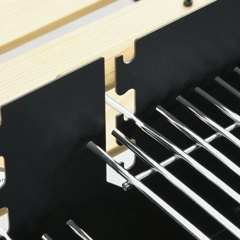 Outsunny Barbecue a Carbonella ad Altezza Regolabile con 2 Griglie e 2 Ripiani, in Metallo e Legno, 113x53.5x82.5 cm, Nera - Image 4