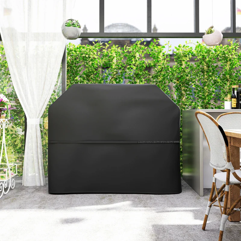 Outsunny Copertura per Barbecue Impermeabile in Tessuto Oxford 600D UPF30+ e Antivento, 147x61x122 cm, Nero - Image 10