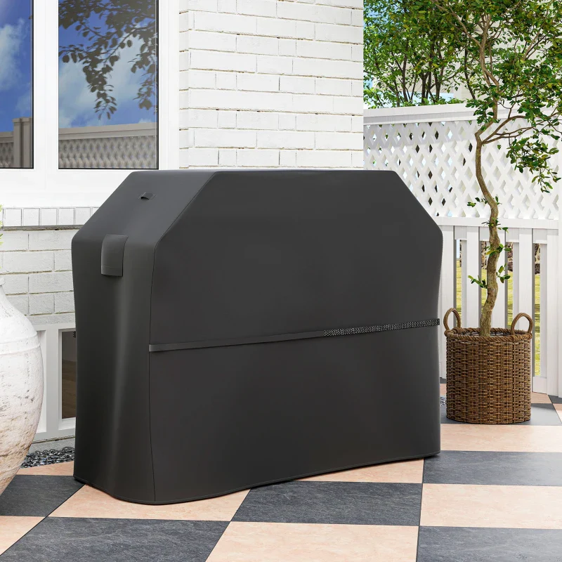 Outsunny Copertura per Barbecue Impermeabile in Tessuto Oxford 600D UPF30+ e Antivento, 147x61x122 cm, Nero - Image 5