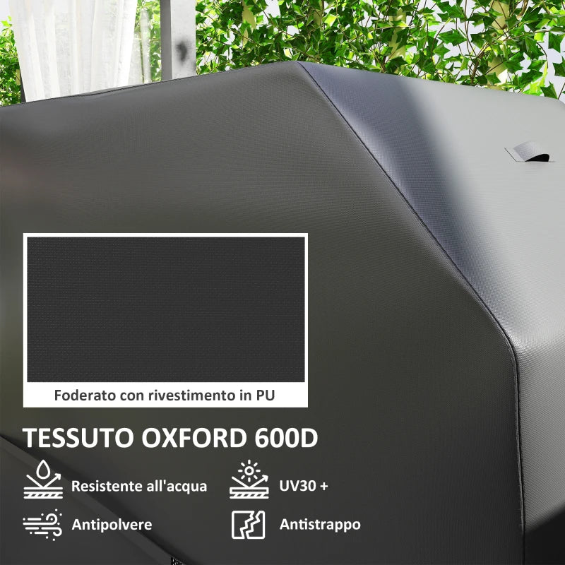 Outsunny Copertura per Barbecue Impermeabile in Tessuto Oxford 600D UPF30+ e Antivento, 147x61x122 cm, Nero - Image 6