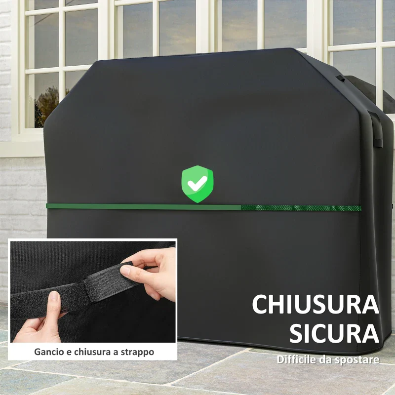 Outsunny Copertura per Barbecue Impermeabile in Tessuto Oxford 600D UPF30+ e Antivento, 147x61x122 cm, Nero - Image 7