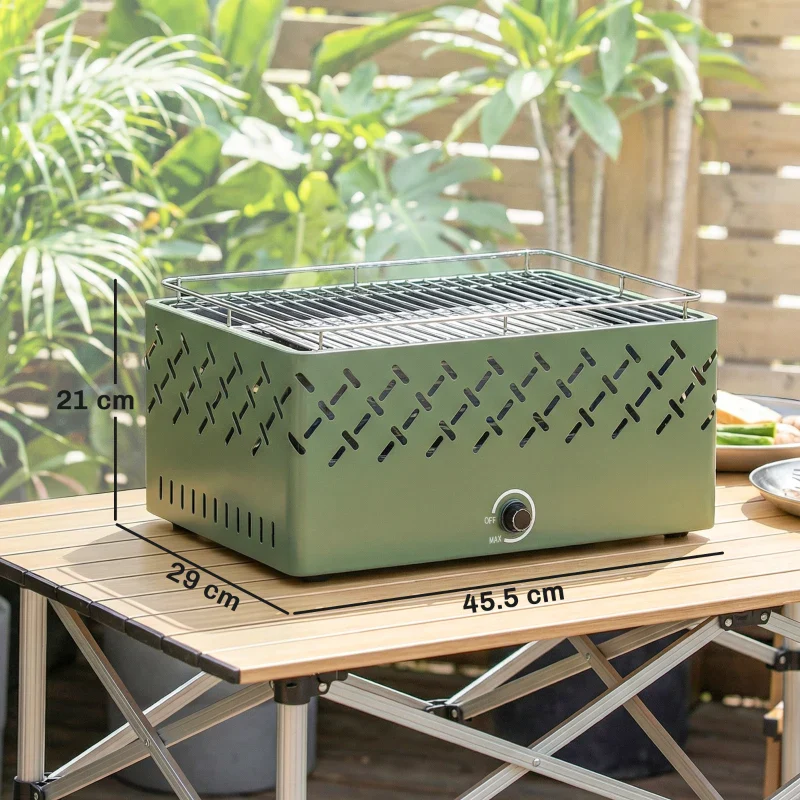 Outsunny Barbecue Portatile a Carbone con Ventilatore Integrato per Esterni, Verde Chiaro - Image 4