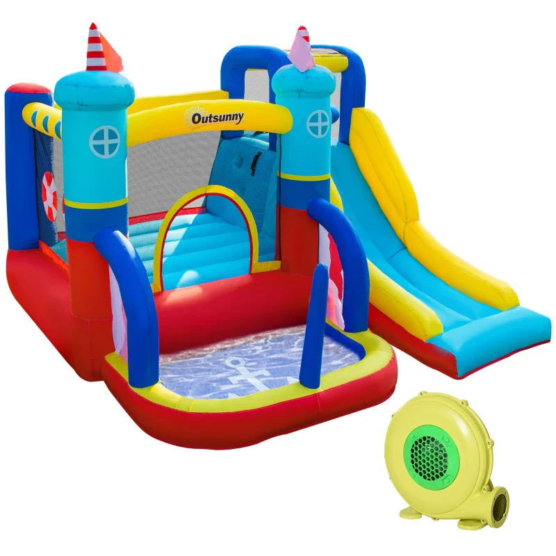 Outsunny Castello Gonfiabile 4 in 1 Bimbi 3-8 Anni, Scivolo e Piscina, 265x260x200cm - Image 4