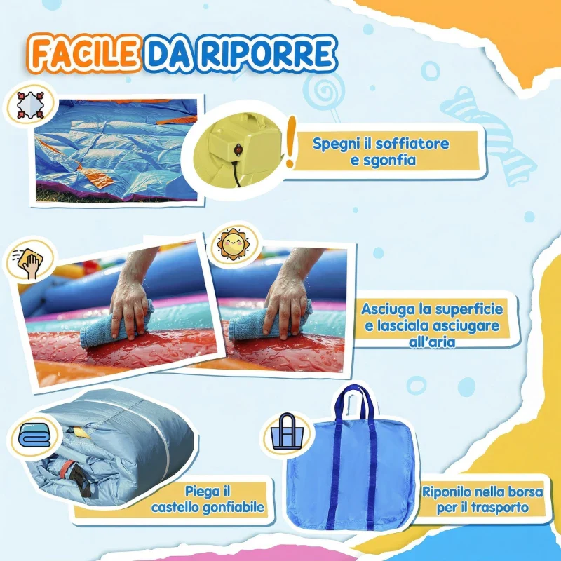 Outsunny Castello Gonfiabile 4 in 1 Bimbi 3-8 Anni, Scivolo e Piscina, 265x260x200cm - Image 8