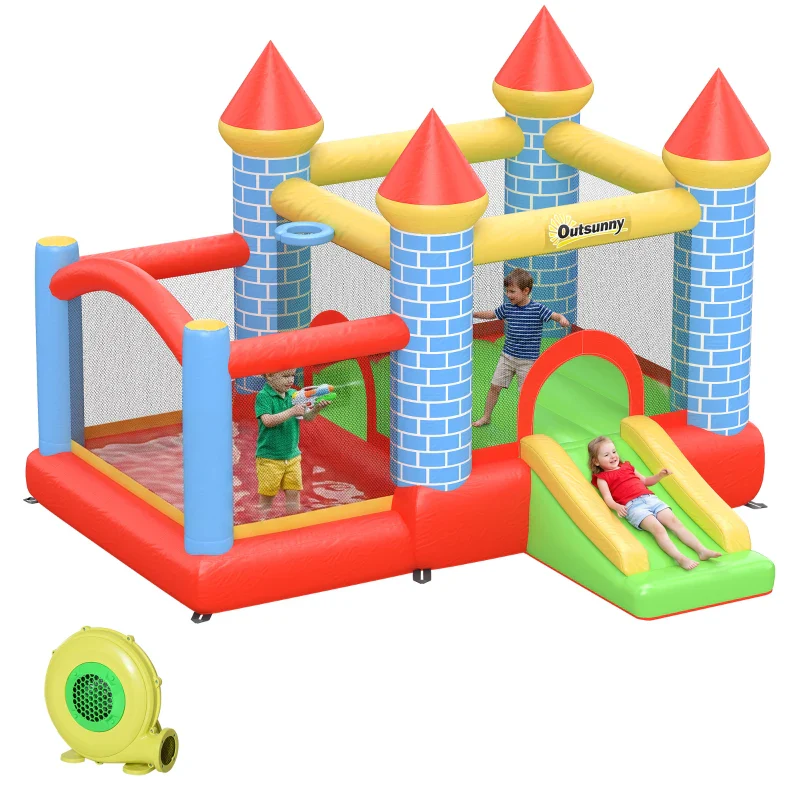 Outsunny Castello Gonfiabile Gigante e Rimbalzante per Bambini 3-8 Anni con Scivolo, Piscina e Canestro, 280cmx260cmx210cm - Image 3