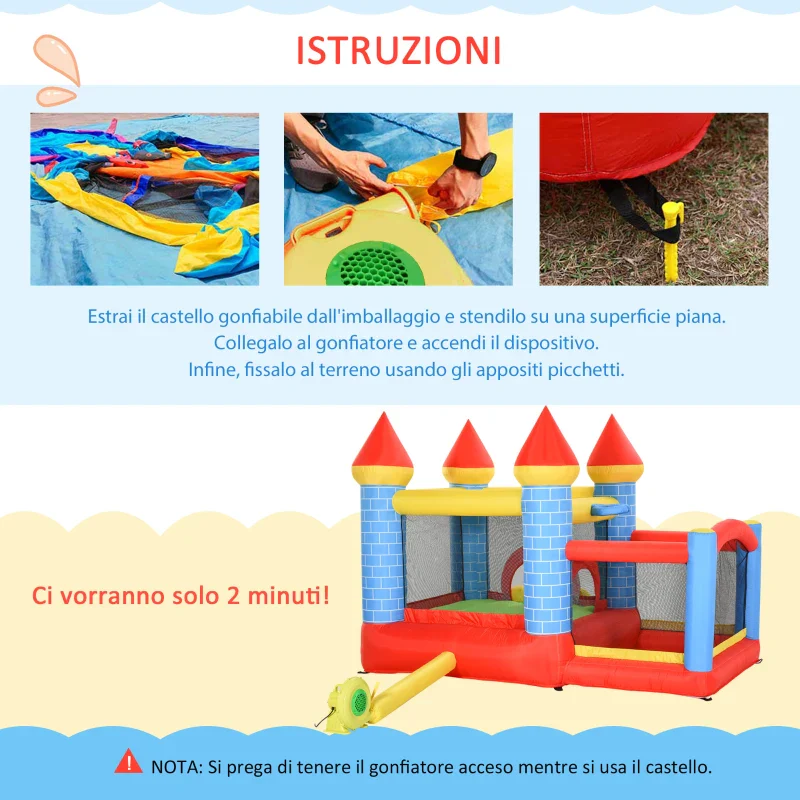 Outsunny Castello Gonfiabile Gigante e Rimbalzante per Bambini 3-8 Anni con Scivolo, Piscina e Canestro, 280cmx260cmx210cm - Image 5