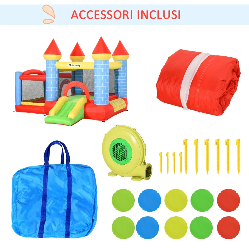 Outsunny Castello Gonfiabile Gigante e Rimbalzante per Bambini 3-8 Anni con Scivolo, Piscina e Canestro, 280cmx260cmx210cm - Image 7