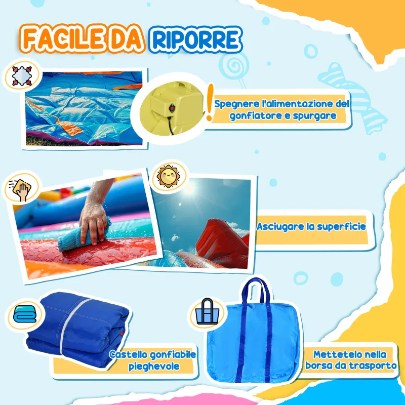 Outsunny Castello Gonfiabile Gigante e Rimbalzante per Bambini 3-8 Anni con Scivolo, Piscina e Gonfiatore 3.6x1.75x1.8m - Image 6