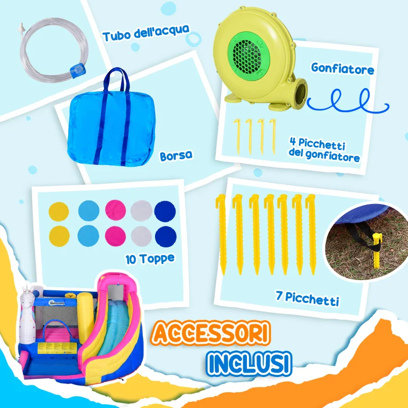 Outsunny Castello Gonfiabile per Bambini con Scivolo, Piscina e Canestro da Basket, Gioco Gonfiabile Gigante e Rimbalzante per 3 Bambini, 360x305x210 cm - Image 5