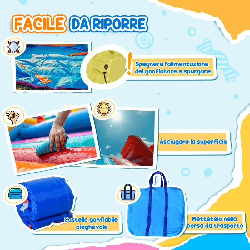 Outsunny Castello Gonfiabile per Bambini con Scivolo, Piscina e Canestro da Basket, Gioco Gonfiabile Gigante e Rimbalzante per 3 Bambini, 360x305x210 cm - Image 7