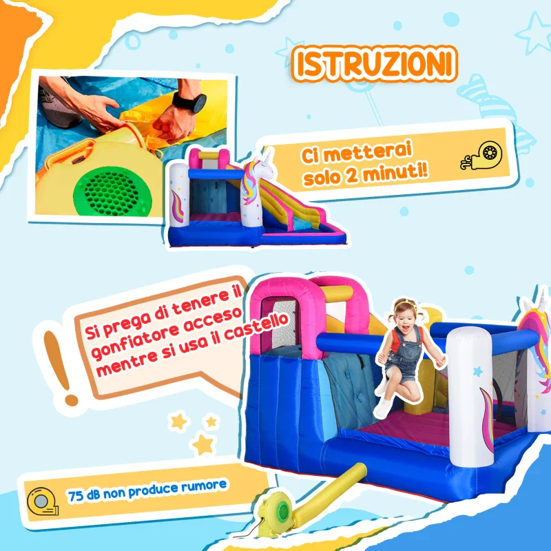 Outsunny Castello Gonfiabile per Bambini con Scivolo, Piscina e Canestro da Basket, Gioco Gonfiabile Gigante e Rimbalzante per 3 Bambini, 360x305x210 cm - Image 9