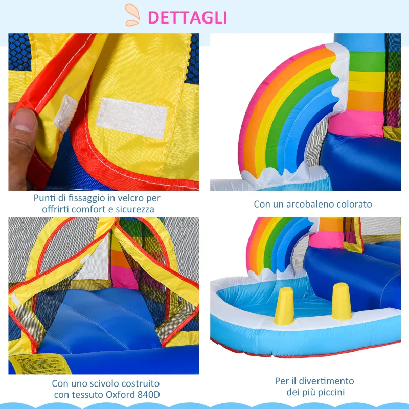 Outsunny Castello Gonfiabile per Bambini con Trampolino e Piscina, Pompa Elettrica Inclusa 280x170x155cm, Multicolore - Image 3