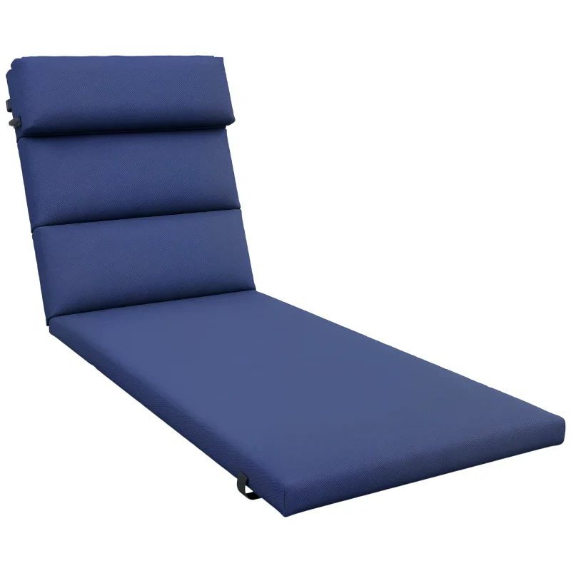 Outsunny Cuscino per Sdraio e Lettino Prendisole in Tessuto con Lacci di Fissaggio, Blu Scuro