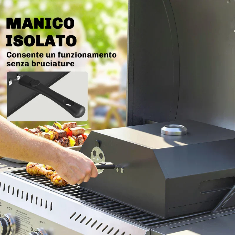 Outsunny Forno per Pizza a Legna Portatile con Pietra in Cordierite e Termometro, in Metallo, 53x40x18.5 cm, Nero - Image 10