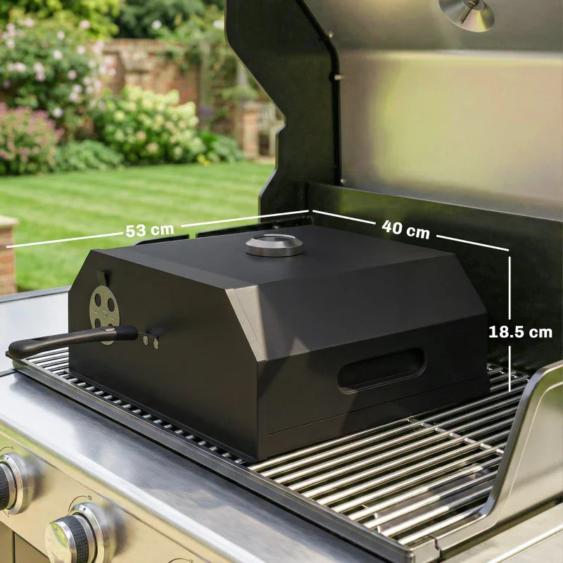 Outsunny Forno per Pizza a Legna Portatile con Pietra in Cordierite e Termometro, in Metallo, 53x40x18.5 cm, Nero - Image 4