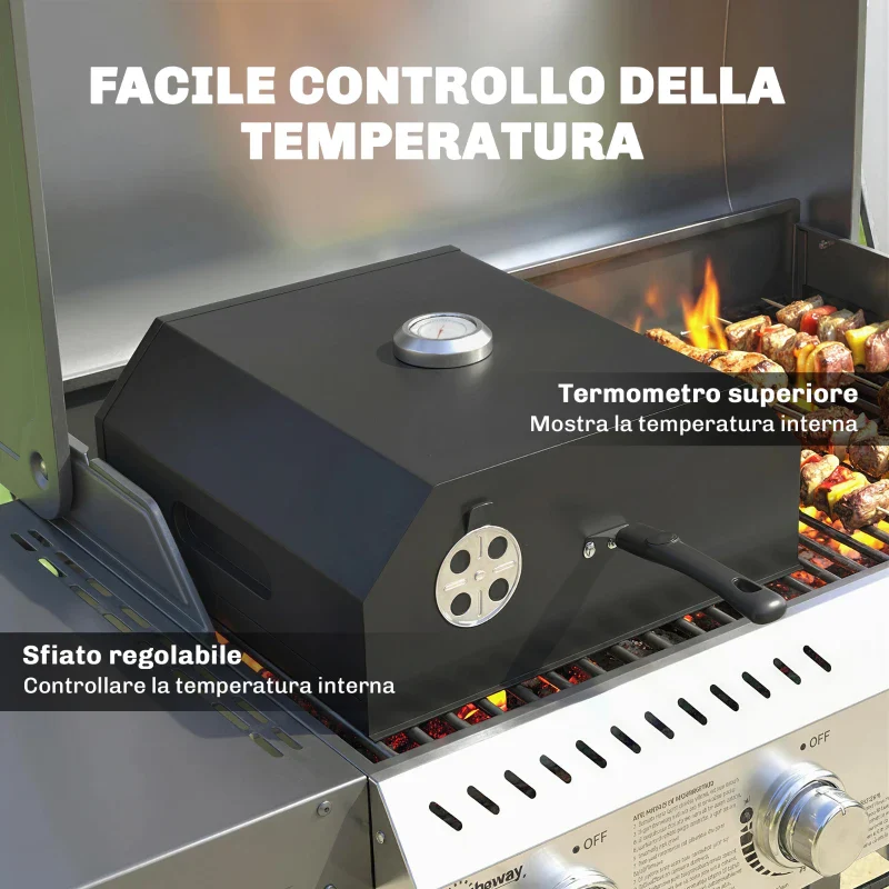 Outsunny Forno per Pizza a Legna Portatile con Pietra in Cordierite e Termometro, in Metallo, 53x40x18.5 cm, Nero - Image 7