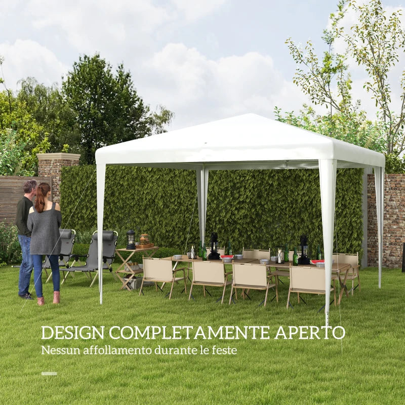Outsunny Gazebo da Giardino 3x3 m Portatile con Copertura Anti UV, Bianco - Image 6