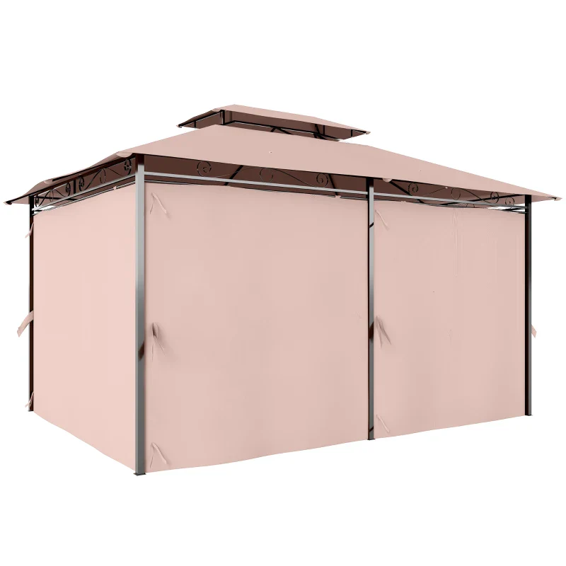Outsunny Gazebo da Giardino Gazebo da Esterno Doppio Tetto 3x3 m Grigio Scuro - Image 2
